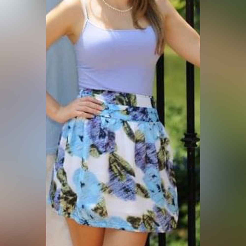 Blue and white floral skirt by Tulle